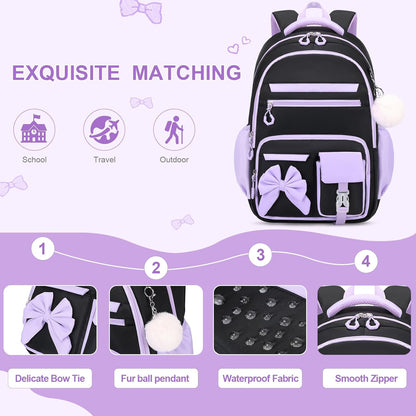 DIGOBAY Backpack for Girls, 3PCS Girls Backpack with Lunch Bag Pencil Case, Kids Backpack for Kindergarten Elementary School - PuriLite