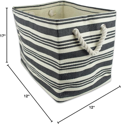 DII Storage Basket or Bin, Collapsible & Convenient Storage Solution for Office, Bedroom, Closet, Toys, Laundry (Large) - Pink Rugby Stripe - PuriLite