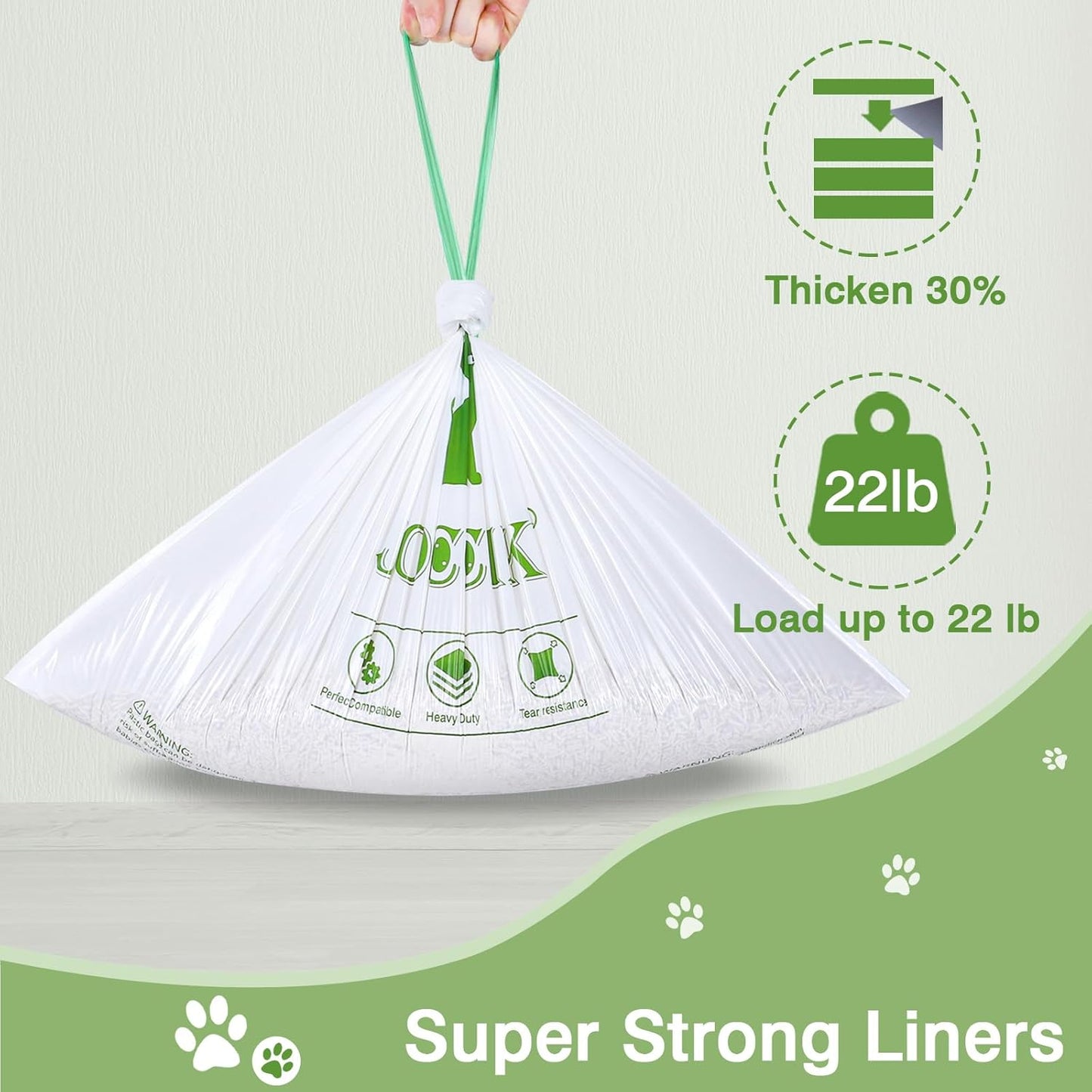 Cat Litter Box Liner Bags Compatible with Self-Cleaning Litter Box Robot 100 Pack, Waste Drawer Liners Heavy Duty White 9-11 Gallons Replacement Bags - PuriLite