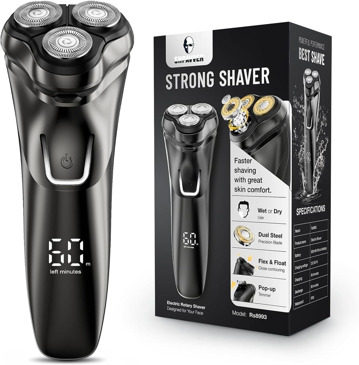 Purilite Select Electric Razor for Men Cordless – Wet/Dry Rotary Shaver Waterproof - PuriLite