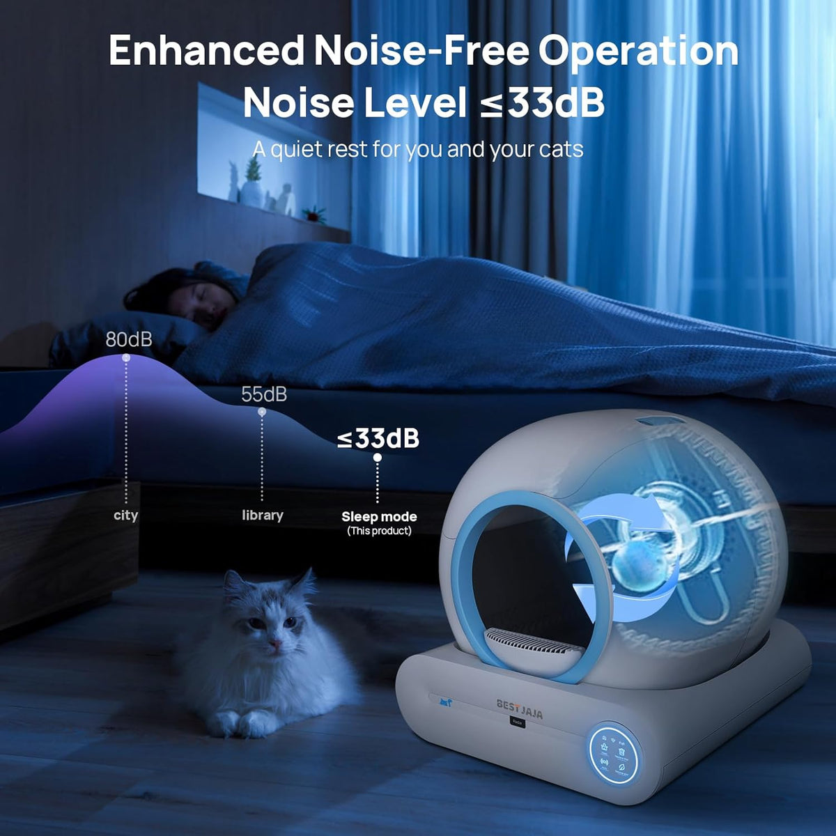 Self Cleaning Litter Box, 2025 Upgraded Automatic Cat Litter Box with Mat & Multiple Cleaning Tools, 68L+9L Large Capacity Litter Box Robot, Suitable for Multiple Cats, APP Control (Blue) - PuriLite