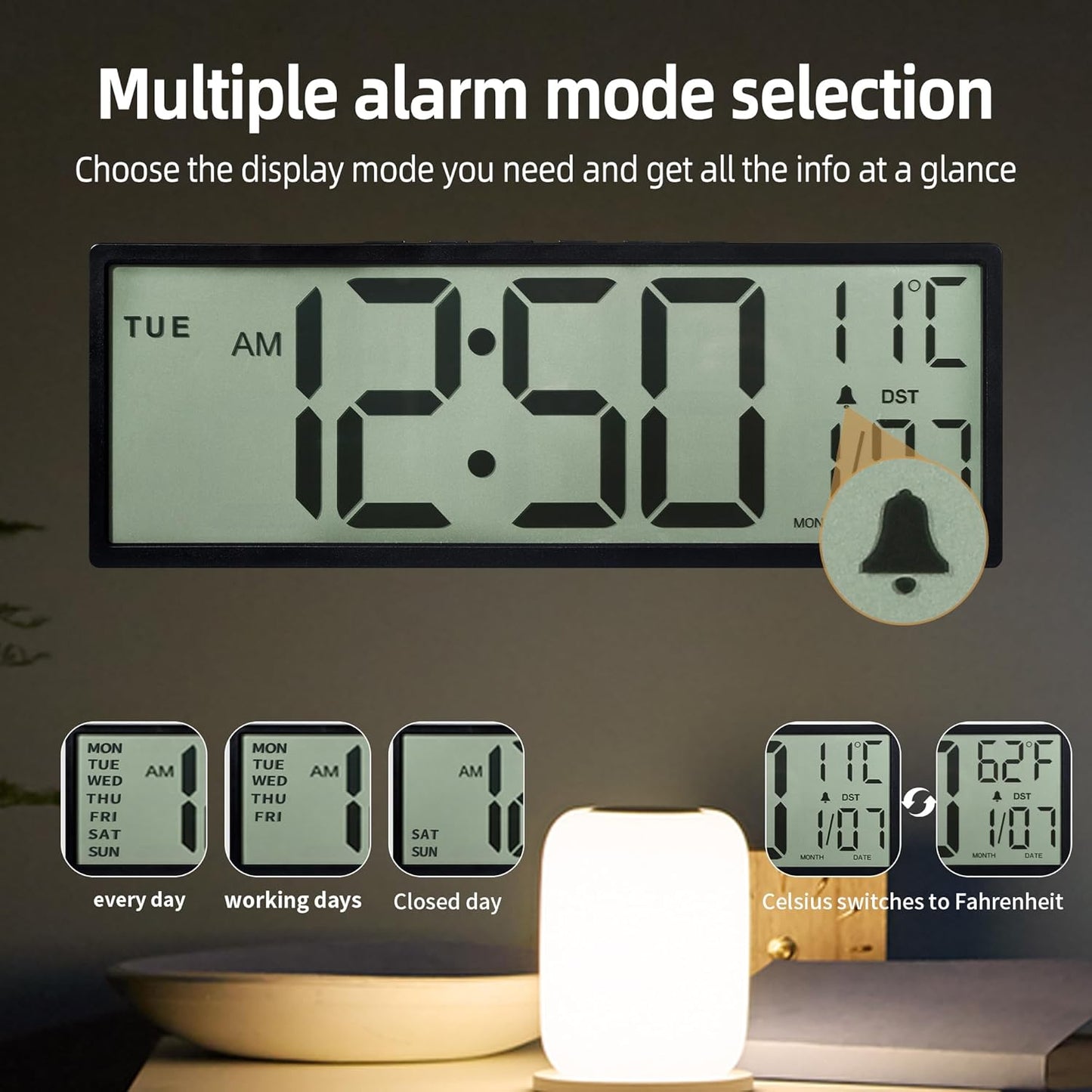 Purilite Select 15.5" Large Digital Wall Clock - PuriLite