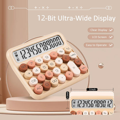 VEWINGL Mechanical Switch Calculator, 12 Digit Large LCD Display and Buttons, Great for Everyday Life and Basic Office Work, with Battery - PuriLite