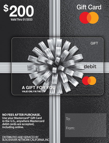 $200 Mastercard Gift Card (plus $6.95 Purchase Fee) - PuriLite