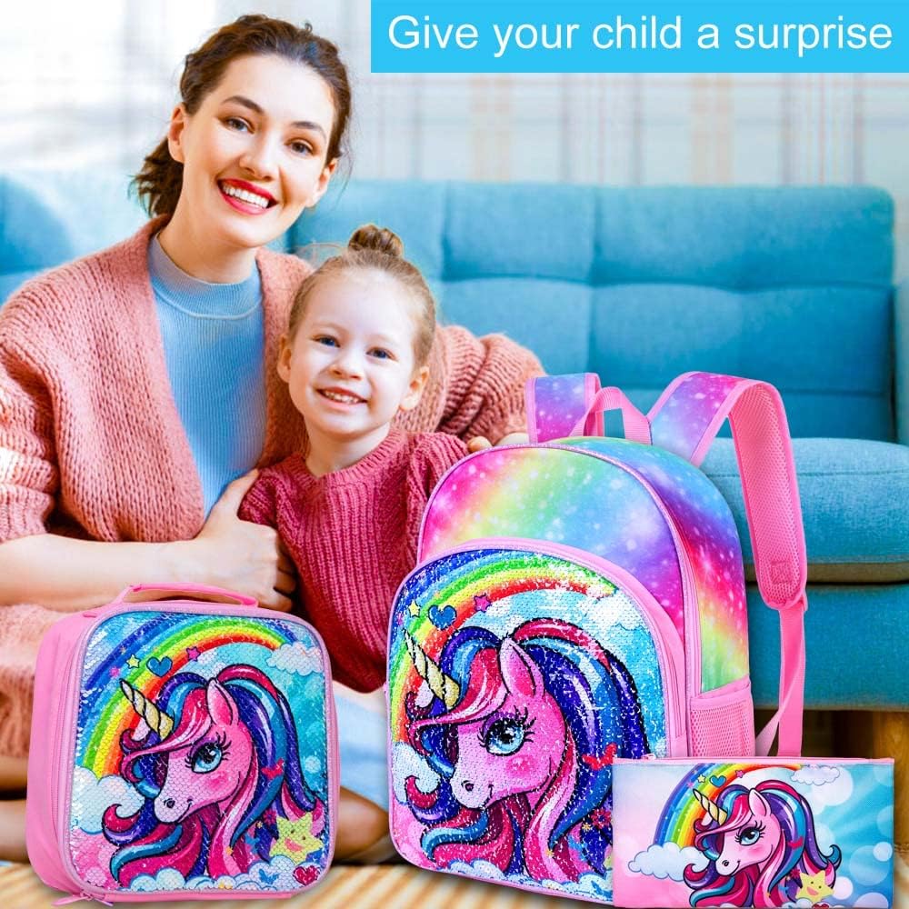3pcs Backpack for Boys and Girls, 16” Kids Kindergarten Bookbag with Lunch Box, Cute Elementary Backpacks for Boy Girl - PuriLite