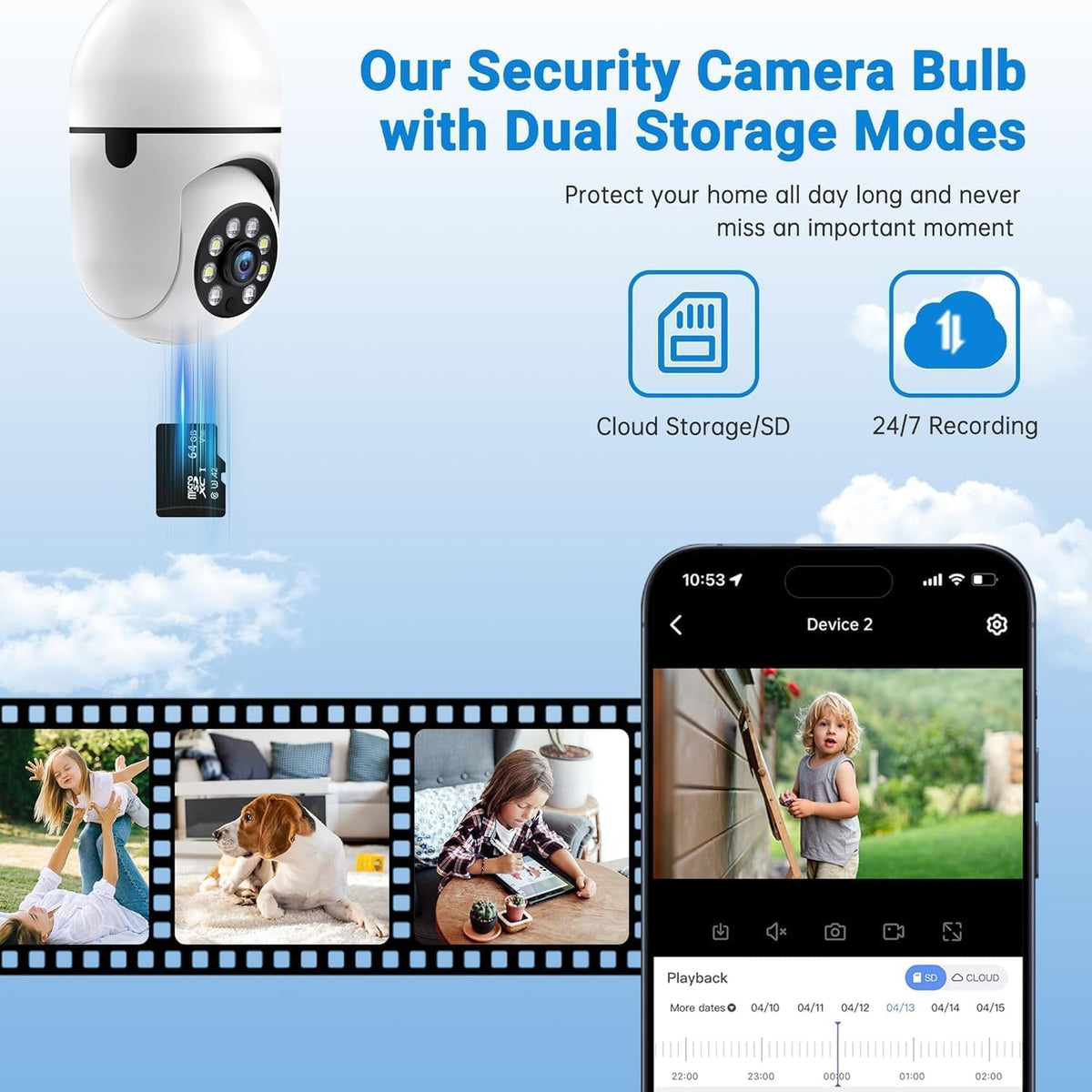 Light Bulb Security Camera Wireless Outdoor, 5G & 2.4GHz 2K 360 Degree Outdoor Camera Wireless Motion Detection and Alarm,Two-Way Talk,Color Night Vision, Bulb Camera Surveillance Exterieur, 2Pack - PuriLite