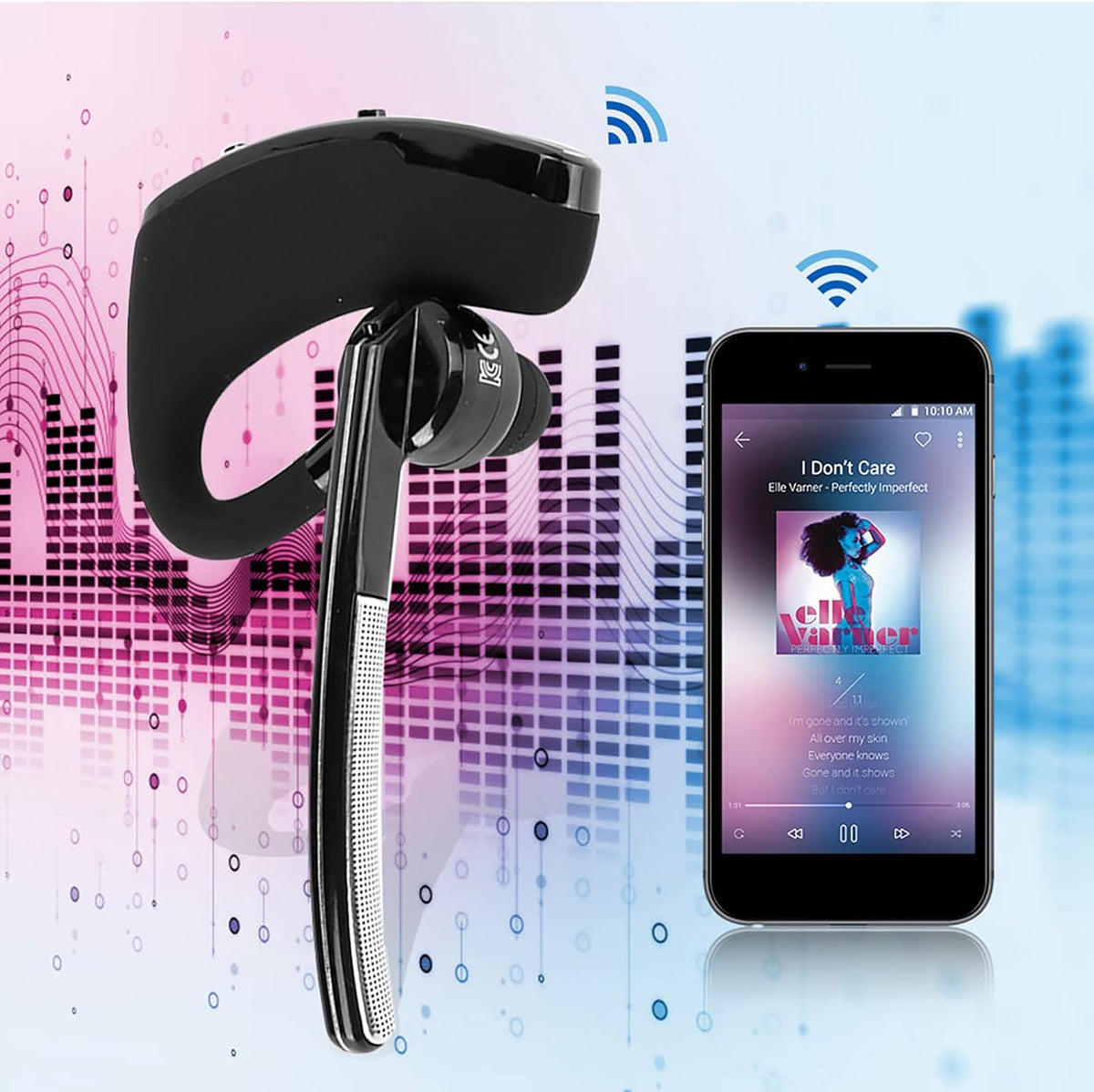 V8 Cordless Business BT Headphone, Clear HD Sound, Voice Prompt, Hands Calling, Noise Reduction, Intelligent CSR Chip - PuriLite