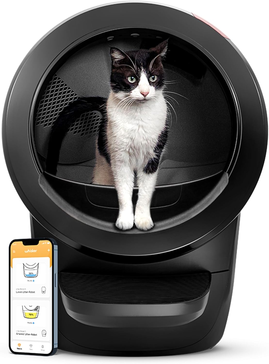 Litter-Robot 4 with Step & Fence by Whisker, White - Automatic, Self-Cleaning Cat Litter Box, Helps Reduce Litter Box Odors, Never Scoop Again, Includes 1 Year of WhiskerCare - PuriLite