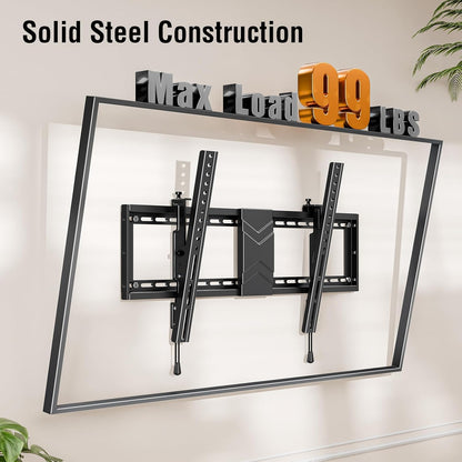 Tilting TV Wall Mount Bracket, Universal TV Mount Low Profile for 26-55 Inch Flat Screen TVs, Ultra Slim, Easy to Install with Tilting Knob, Fits 12''/16'' Studs, Max VESA 400x400mm, 99 lbs. ELIVED - PuriLite