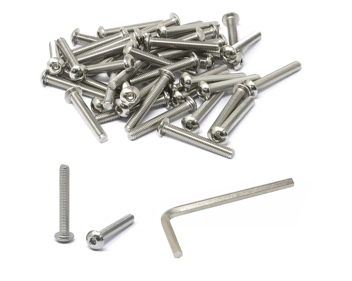 iexcell 50 Pcs M6 x 20mm Thread Pitch 1 mm Stainless Steel 304 Hex Socket Button Head Cap Screws Bolts Kit - PuriLite