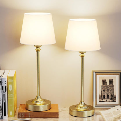 Rechargeable Cordless Table Lamp: 3000k Stepless Dimming, 1 Pack Brass 4000mAh Battery Operated Wireless Touch Lamp for Dining Table, Counter, Living Room, Bedroom - PuriLite