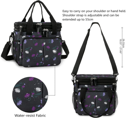 Lunch Bag Women Insulated Lunch Box for Work, Purple Expandable Large Lunch Bags, Leakproof Double Deck Lunch Box Cooler Bag（Purple） - PuriLite