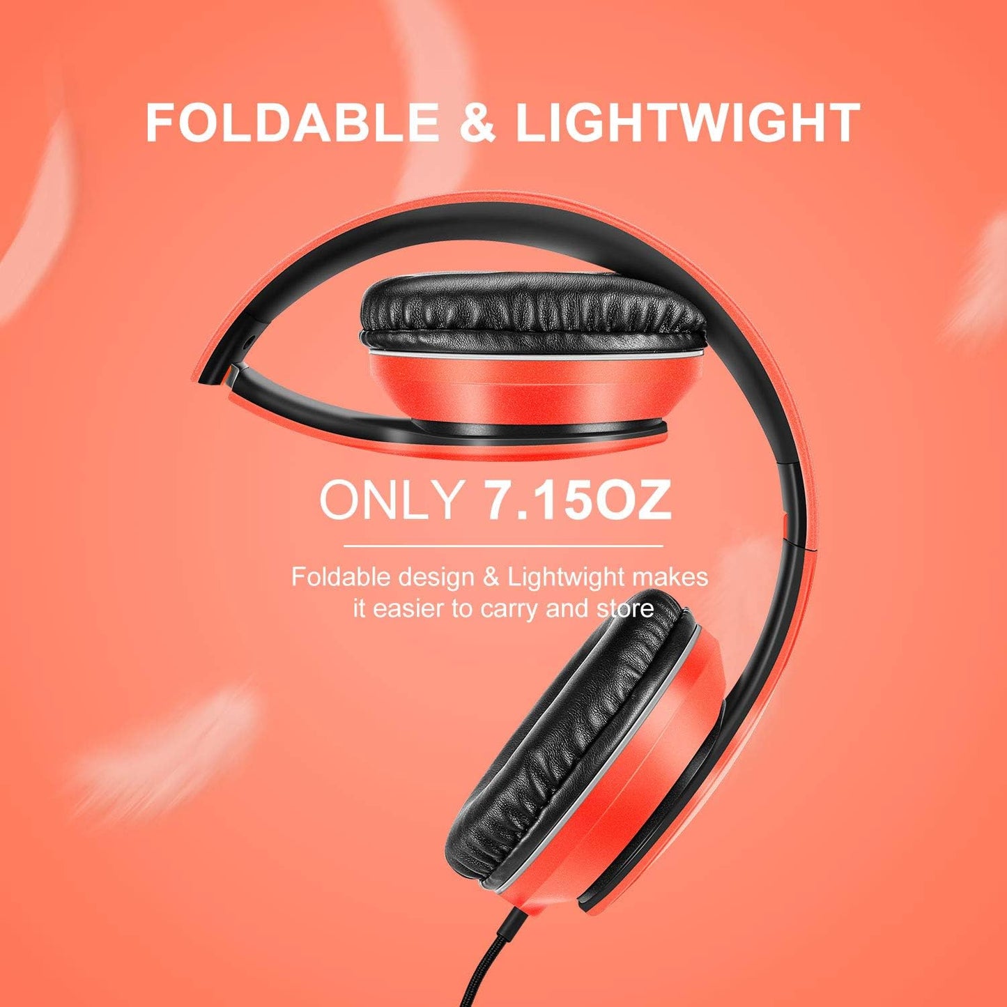 LORELEI X6 Over-Ear Headphones With Microphone, Lightweight Foldable & Portable Stereo Bass With 1.45M No-Tangle Wired for Smartphone Tablet MP3/4 (Black-Gold) - PuriLite