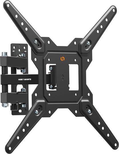 Full Motion Wall Mount Bracket & Arm for TVs/Monitors, Fits Most 32" to 55" Flat Screens, Swivels Right Left 180 Degrees, Adjustable Tilt, One Person Installation, Hardware Included by Husky Mounts - PuriLite