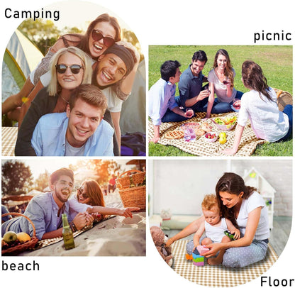 SAMSIER Large Outdoor Picnic Blankets Waterproof Foldable, Beach Blanket Sandproof Portable, Cute Picnic Mat Washable (Navy Blue, 60"×80") - PuriLite