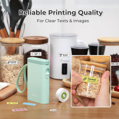 Nelko Label Maker Machine with Tape, P21 Portable Bluetooth Label Printer, Wireless Built-in Cutter Sticker Maker Mini Label Makers with Multiple Templates for School Organizing Office Home, White - PuriLite