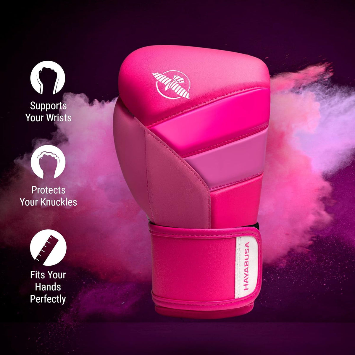 Hayabusa T3 Boxing Gloves for Men and Women Wrist and Knuckle Protection, Dual-X Hook and Loop Closure, Splinted Wrist Support, 5 Layer Foam Knuckle Padding - PuriLite