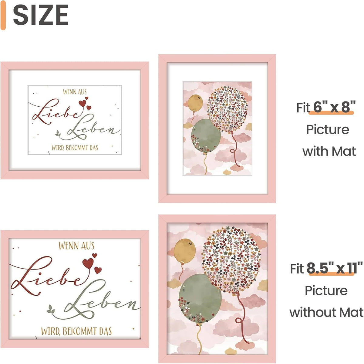 upsimples 11x14 Picture Frame, Display Pictures 8x10 with Mat or 11x14 Without Mat, Wall Hanging Photo Frames, Black - PuriLite
