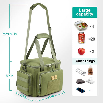 HSHRISH Tactical Large Lunch Bag for Men,Leakproof Insulated Lunch Box, Durable Soft Cooler Bag with Shoulder Strap Lunch Pail for Work Shifts Outdoor - PuriLite