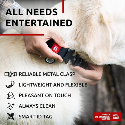 Waterproof Dog Collar - Adjustable Glow Dog Collar for Large Dogs, Small and Medium Dogs - Heavy Duty Dog Collars with Durable Metal Clasp and QR Dog Tag - Glow in The Dark Dog Collars - PuriLite
