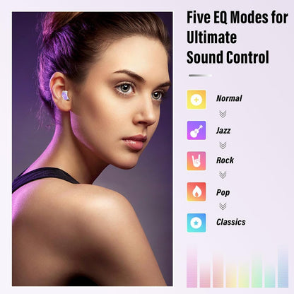 VEKJ Sleep Earbuds, Bluetooth 5.4 Mini Wireless Ear Euds with Multifunctional Touch Screen, 48H Bass Stereo Headphones with Sleep Mode/5 EQ Modes/ENC Noise Cancelling, IPX7 Earphones for iOS Android - PuriLite