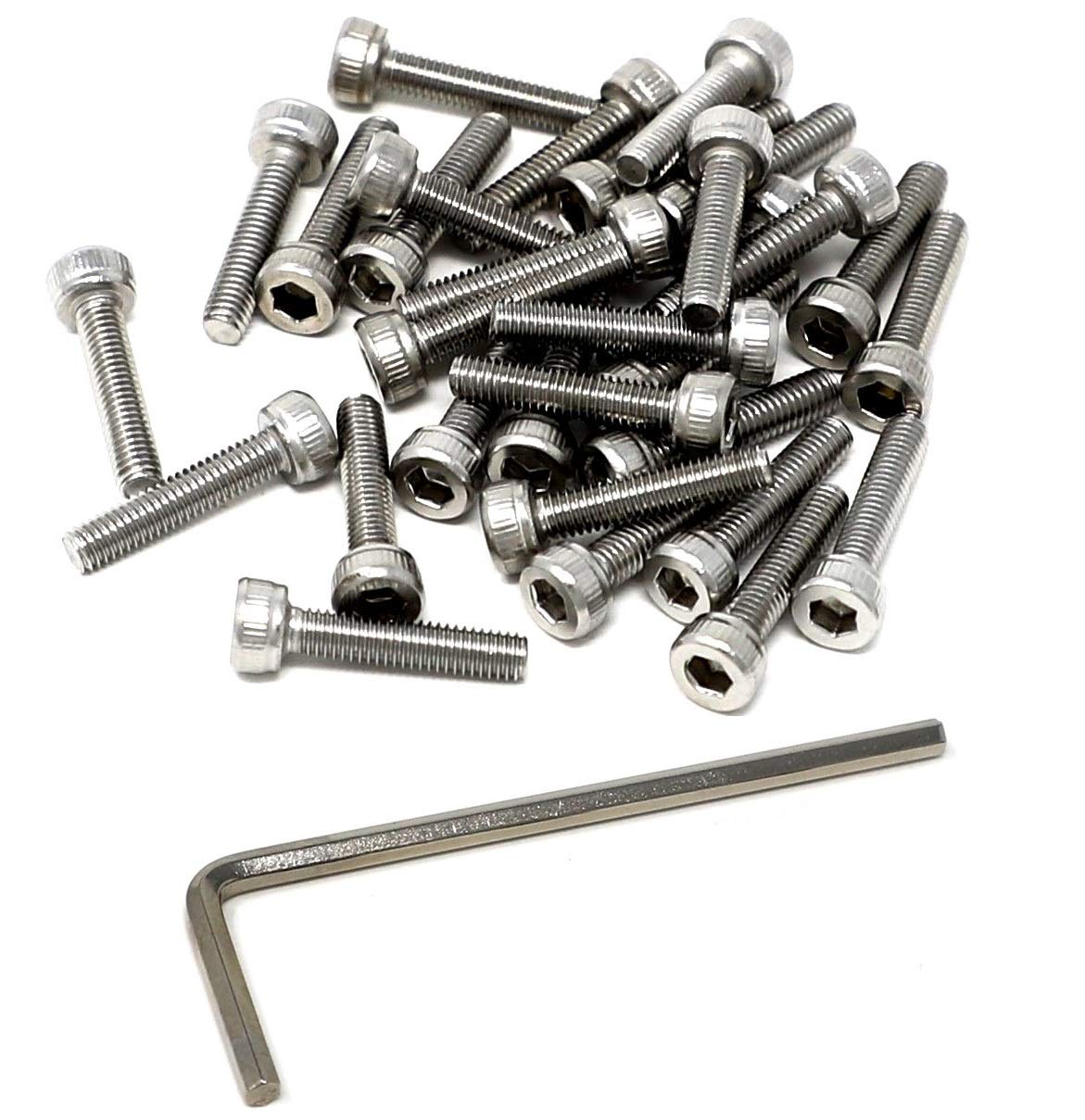 iexcell 25 Pcs M6 x 20mm Thread Pitch 1 mm Stainless Steel 304 Hex Socket Head Cap Screws Bolts Kit - PuriLite