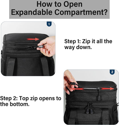 Lunch Box Cooler Bag - Insulated Tactical Lunchbox for Men - XLarge Lunch Pail Lunch Kit for Adults Work Outdoor Shifts Trips Black Camo 25L - PuriLite