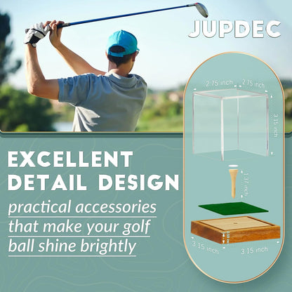 JupDec Baseball Display Case, Clear Cube Baseball Holder with Wooden Base, Autograph Baseball Stand Box for Single Ball, Acacia Wood, Brown, 1 Pack - PuriLite