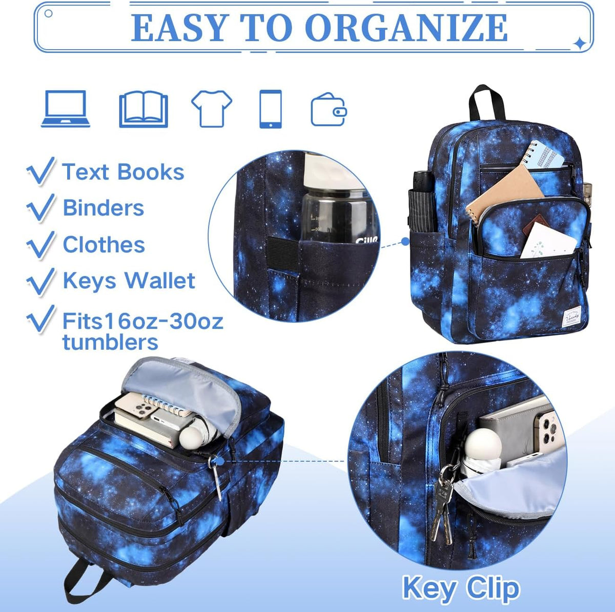 School Backpack for Men Women,Vaschy Lightweight School Bag Bookbag Casual Daypack for High School/College/Teens/Travel/Work - PuriLite
