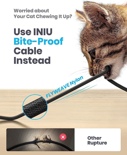 USB C Cable, INIU 3.1A Type C Cable Fast Charging (6.6ft), Zinc Alloy Braided Data USB-C Cable, USB A to USB C Charger Cable for iPhone 16 15 14 Pro Max iPad Samsung S22 S21 Huawei Xiaomi OnePlus - PuriLite