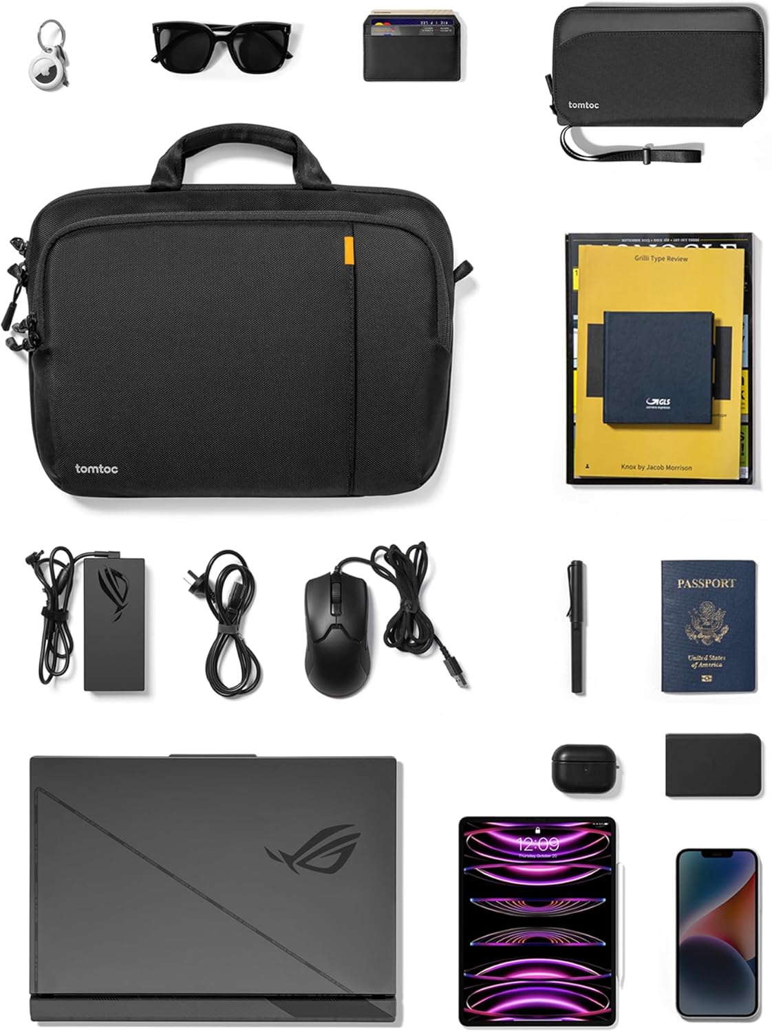 tomtoc 360 Protective Laptop Carrying Case for 16-inch MacBook Pro M4/M3/M2/M1 Pro/Max A3403 A3186 A2991 A2780, Water-resistant Laptop Shoulder Bag fits 15-inch MacBook Air M4 2025, M3/A3114, M2/A2941 - PuriLite