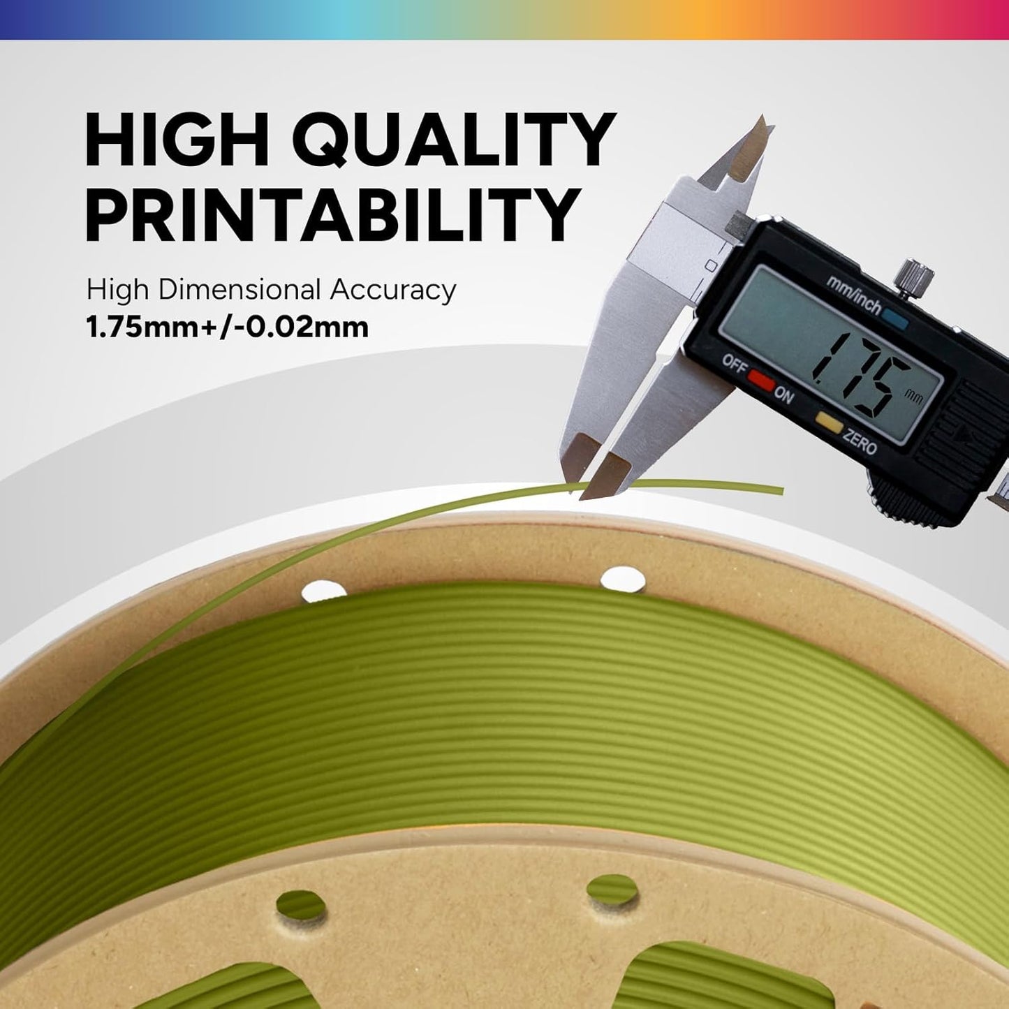 OVERTURE PLA Filament 1.75mm PLA 3D Printer Filament, 1kg Cardboard Spool (2.2lbs), Dimensional Accuracy +/- 0.02mm, Fit Most FDM Printer (Black 1-Pack) - PuriLite