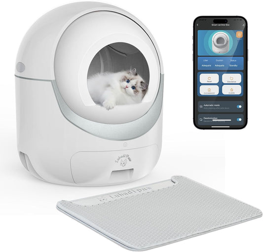 Lubadipaw Self Cleaning Automatic Cat Litter Box, Litiere Pour Chat Autonettoyant, Kitty Boxie Litter Robot for Cats, Cloud Control Scoopfree Pet Litterbox - PuriLite