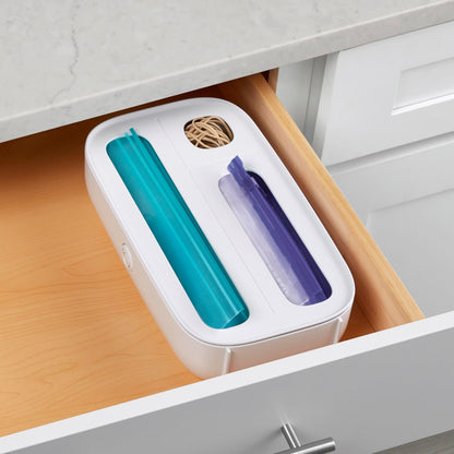 YouCopia StoraBag Drawer Food Bags Dispenser, 3-Slot, Plastic Sandwich Bag Organizer for Kitchen Storage - PuriLite