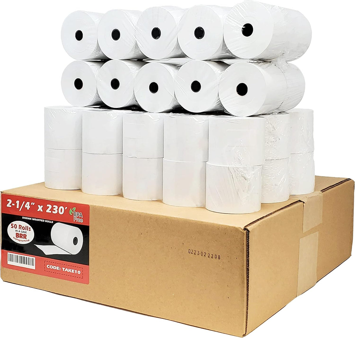 (50 Rolls) 2 1/4 x 50 Thermal Paper Receipt Rolls 2.25 x 50 ft POS Cash Register fits All Credit Card Terminals - PuriLite