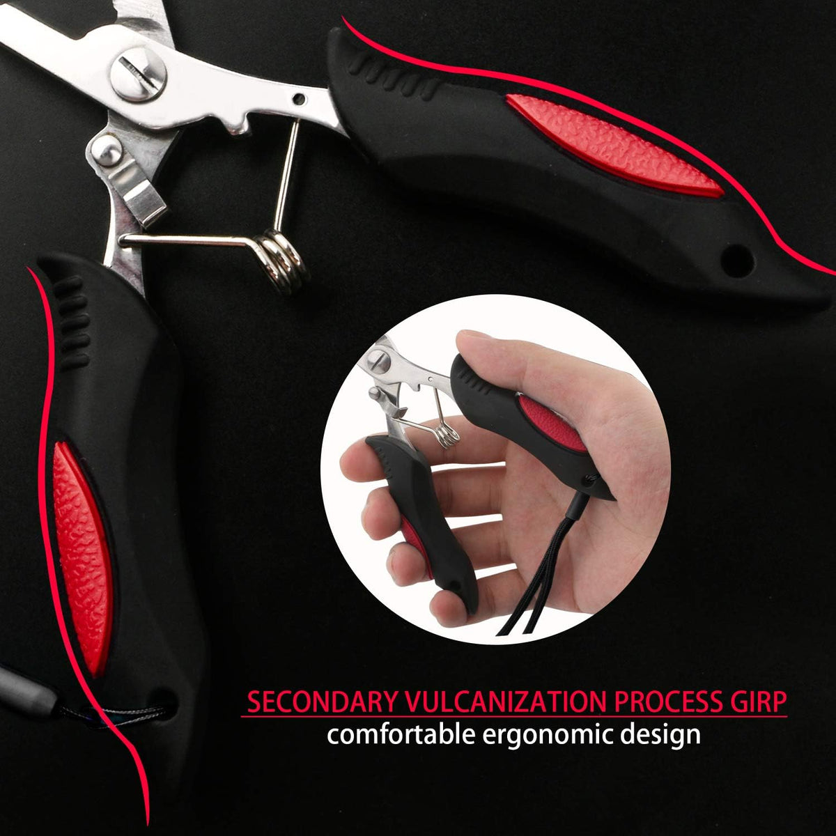 Fishing Pliers Stainless Steel Hook Remover Braid Cutter Rustproof Saltwater Split Ring Pliers Fishing Multi-Tools with Sheath and Lanyard - PuriLite