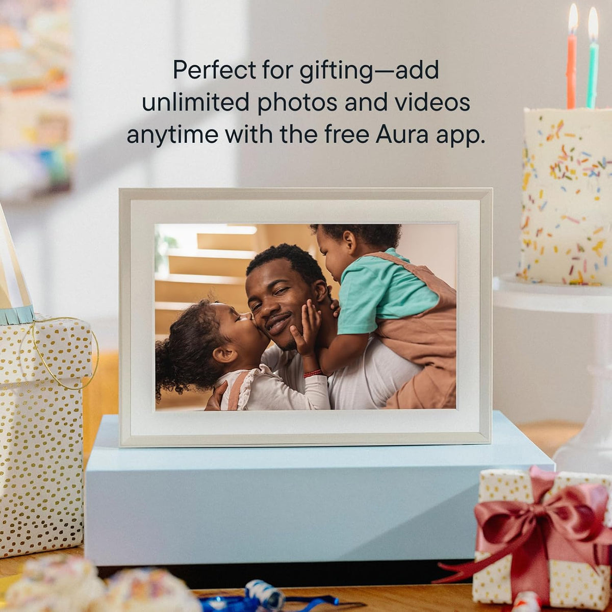 Aura Aspen 12" Digital Photo Frame - Black with Paper Mat - PuriLite
