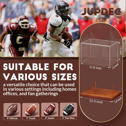 JupDec Baseball Display Case, Clear Cube Baseball Holder with Wooden Base, Autograph Baseball Stand Box for Single Ball, Acacia Wood, Brown, 1 Pack - PuriLite