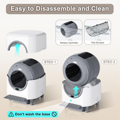 Automatic Cat Litter Box Ellenpent Self-Cleaning Litter Box with APP Control and Safety Sensor, 90L Large Capacity for Multiple Cats, Litiere Pour Chat Autonettoyant with 3 Rolls Poop Bags - PuriLite