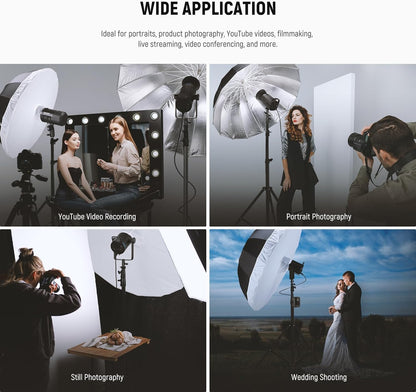 NEEWER 71"/180cm Parabolic Reflective Umbrella Photography with White Inner, Soft Lighting with Diffuser Cover, Bag, Quick Fold for Camera Photo Studio Video Light Shooting Monolight Flash, NS4U - PuriLite