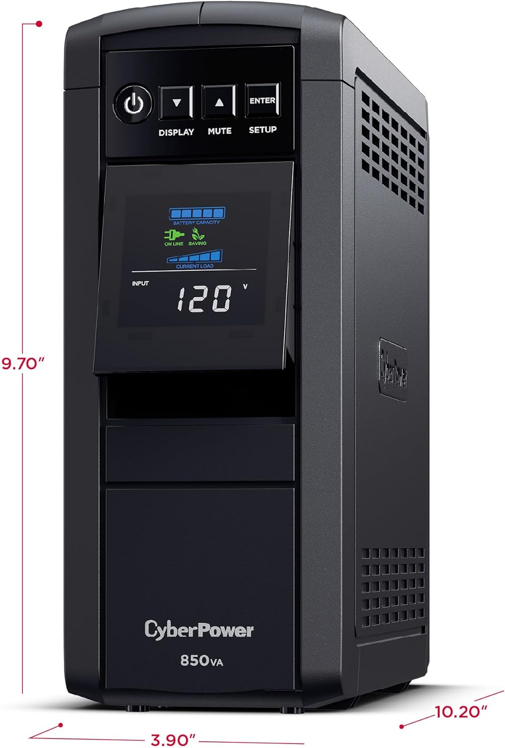 CyberPower CP1500PFCLCD PFC Sinewave UPS System, 1500VA/1000W, 12 Outlets, AVR, Mini Tower, Black - PuriLite