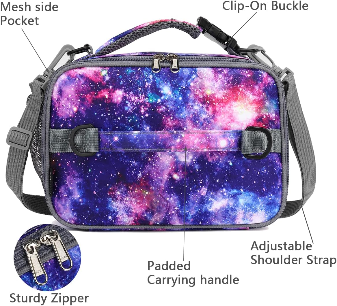 FlowFly Kids Lunch Box Insulated Soft Bag Mini Cooler Back to School Thermal Meal Tote Kit for Girls, Boys, Black - PuriLite