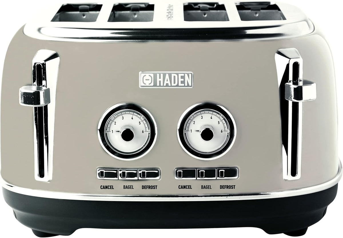 Haden Dorset 75083 Stainless Steel 1500W Retro Toaster 4 Slice Wide Slot w/Removable Crumb Tray and Settings, Black/Copper Toasters w/Adjustable Browning Control, Smart Toaster - PuriLite