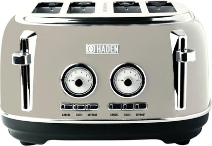 Haden Dorset 75083 Stainless Steel 1500W Retro Toaster 4 Slice Wide Slot w/Removable Crumb Tray and Settings, Black/Copper Toasters w/Adjustable Browning Control, Smart Toaster - PuriLite