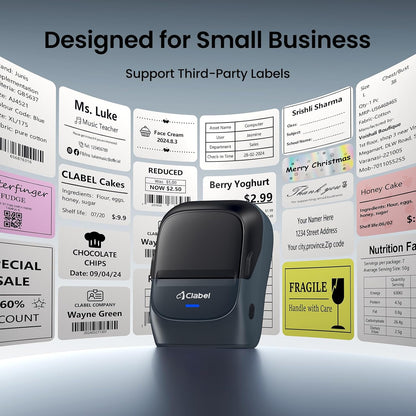 Bluetooth Thermal Label Maker Printer, Portable Mini Sticker and Barcode Printer with Included Label Roll for Home and Office - PuriLite