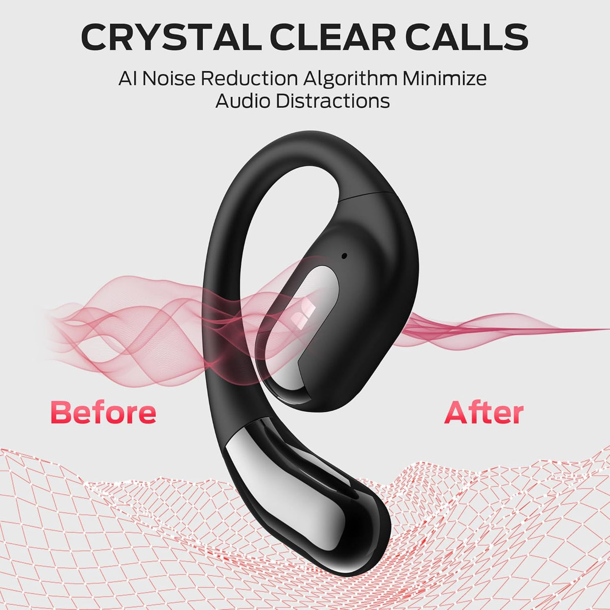 Monster Open Ear AC317 Headphones, Bluetooth 5.4 Wireless Headphones with Stereo Sound, Crystal Clear Calls, 24H Playback, Type-C Charging, Touch Control, Sweat Resistant Open Ear Wireless Earbuds - PuriLite