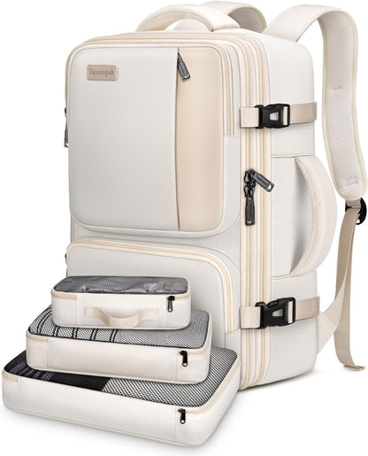 Vancropak Carry on Backpack, Airline Approved 45L Travel Backpack with 3 Packing Cubes - PuriLite