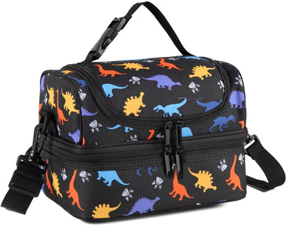 VASCHY Lunch Box Bag Men, Insulated Two Compartments Bento Cooler Bags for Adults/Women/Kids for School,Daycare,Kindergarten,Picnic Black - PuriLite