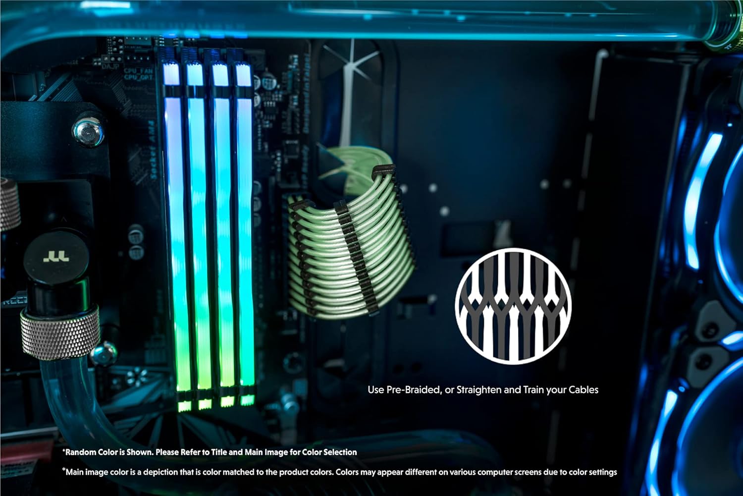 LINKUP - 30cm Super Soft and Flexible PSU Cable Extension Sleeved Custom Mod GPU PC Braided w/Comb Kit | 1 x 24 P (20+4) | 2 x 8 P (4+4) CPU | 2 x 8 P (6+2) GPU Set | 300mm - Blackgreen - PuriLite