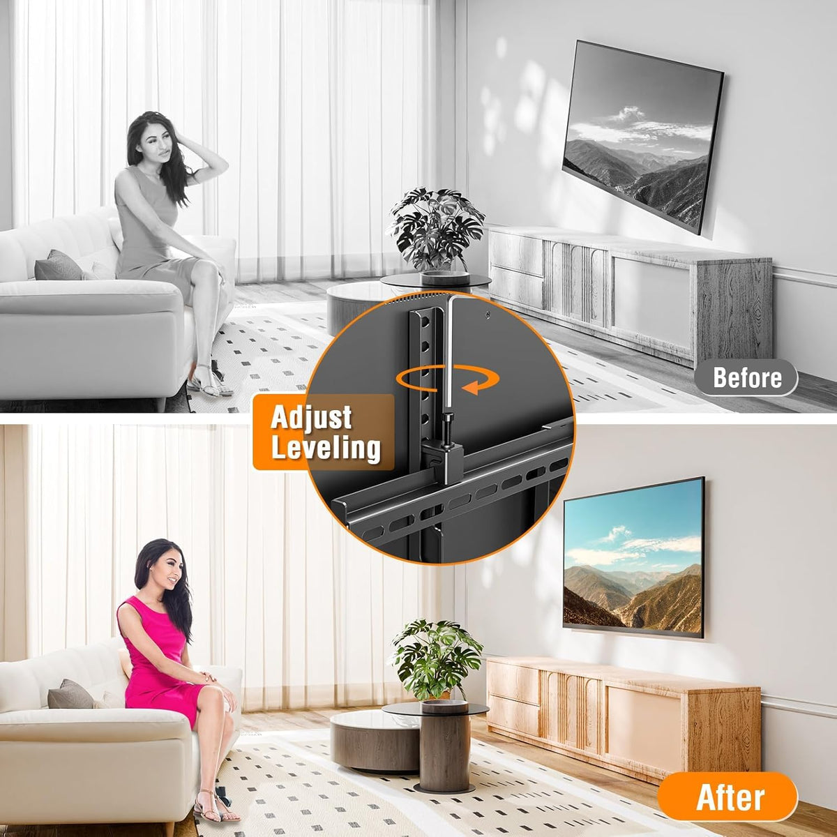 Tilting TV Wall Mount Bracket, Universal TV Mount Low Profile for 26-55 Inch Flat Screen TVs, Ultra Slim, Easy to Install with Tilting Knob, Fits 12''/16'' Studs, Max VESA 400x400mm, 99 lbs. ELIVED - PuriLite